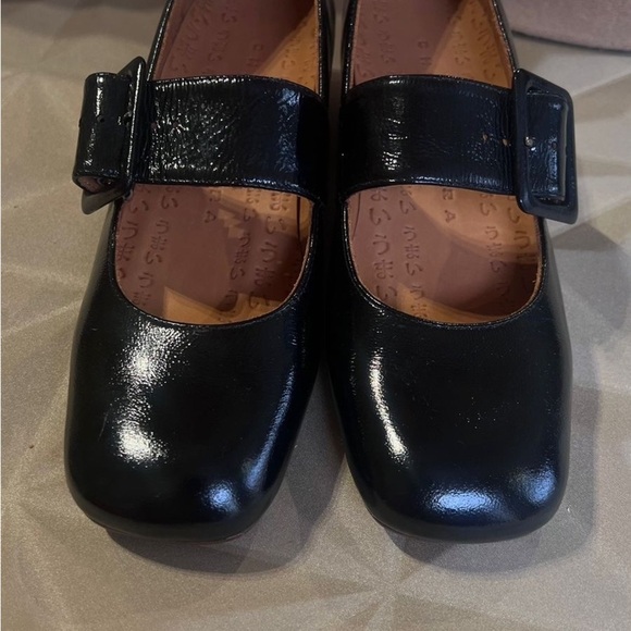 Chie Mihara black leather yellow block heel Mary Janes luxury made in Spain - Picture 5 of 10